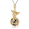 Golden Tone Brass Hollow Round Cage Pendants KK-J238-06G-2