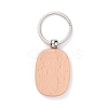 Natural Wood Keychain HJEW-P008-03-1
