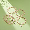 Pink Acrylic & Synthetic Hematite Beaded Stretch Bracelet with Alloy Enamel Charms for Women BJEW-JB08726-2