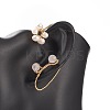 Natural Rose Quartz & Pearl Braided Flower Cuff Earrings EJEW-JE04957-02-4
