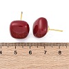 Square Brass & Plastic Stud Earrings for Women EJEW-G425-01G-01-5