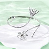 Flower Alloy Arm Cuff Bangles for Girl Women AJEW-A063-01G-P-3