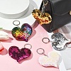 14Pcs 7 Colors PVC Reflective Sequin Heart Pendant Keychain KEYC-YW0001-27-5