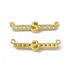 Rack Plating Brass Micro Pave Clear Cubic Zirconia Connector Charms KK-C007-37G-S-2