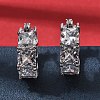 Square Brass Micro Pave Clear Cubic Zirconia Hoop Earrings EJEW-H108-07P-3
