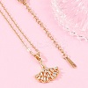 Ginkgo Leaf Brass Micro Pave Cubic Zirconia Pendant Neckalces NJEW-C076-26G-1