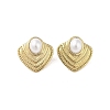 316 Surgical Stainless Steel & CCB Imitation Pearl Stud Earrings for Women LS-STAS-B063-03G-02-1