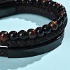 Natural Tiger Eye & Glass Round Beaded Bracelets BJEW-G732-02B-4