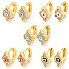 Rhombus with Evil Eye Real 18K Gold Plated Brass Hoop Earrings EJEW-L269-070G-1