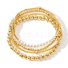 4Pcs 4 Styles Brass & Imitation Pearl Beads Stretch Bracelet Set for Women SD2204-1-5