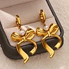 304 Stainless Steel Bowknot Hoop Earrrings EJEW-U065-04G-1