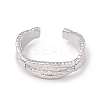 Brass Twist Rope Open Cuff Ring for Women RJEW-P079-02P-2