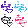 4 Pairs 4 Colors Heart with Word Kiss Me Acrylic Dangle Stud Earrings EJEW-FI0002-34-1