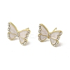 Butterfly Alloy & Enamel Stud Earrings with Clear Cubic Zirconia for Women EJEW-K282-03G-1