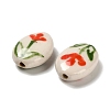 Flower Theme Printed Handmade Porcelain Beads LAMP-D303-06E-01-3