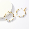 Golden 304 Stainless Steel Hoop Earrings with Enamel SQ2543-2-2