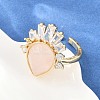 Brass with Natural Rose Quartz Finger Rings GG-CBACC2B-07G-08-2