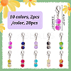 20Pcs 10 Colors Glass Round Bead Pendant Stitch Markers HJEW-NB00021-2