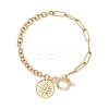 Flat Round with Sun 201 Stainless Steel Charm Bracelets BJEW-JB12679-2