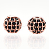 Rack Plating Brass Cubic Zirconia Beads LS-ZIRC-S001-6mm-B01-3