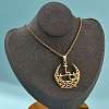 201 Stainless Steel Hollow Crescent Moon Pendant Box Chain Necklaces LS-NJEW-M086-02G-5