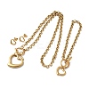 Heart 304 Stainless Steel Pendant Necklace & Stud Earring & Bracelet Sets for Women SJEW-F226-02G-2