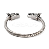 Dragon Head 304 Stainless Steel Open Cuff Bangles for Women BJEW-E094-23AS-3
