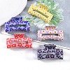 12Pcs 6 Colors Flower Pattern PVC Plastic Claw Hair Clips OHAR-CC0001-01-2