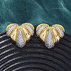 Heart Brass Micro Pave Clear Cubic Zirconia Stud Earrings EJEW-H158-13GP-2
