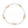 Natural Fossil & Glass Round Beaded Stretch Bracelets for Women BJEW-JB13308-01-2