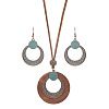 Bohemian Alloy & Wood Pendant Necklaces & Dangle Earrings Sets WG8FC17-03-3