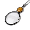 Flat Round Glass Magnifying Pendant Necklace for Women LS-NJEW-K125-01B-05-1