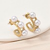 304 Stainless Steel ABS Imitation Pearl C-Shaped Stud Earrings EJEW-K268-71G-1