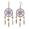 304 Stainless Steel with Glass Dangle with Natural Agate Stud Earring EJEW-MZ00185-02-1
