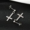 Christian Upside Down Cross 201 Stainless Steel Dangle Stud Earrings LS-EJEW-P314-01A-P-2