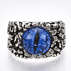 Alloy Glass Cuff Finger Rings RJEW-T006-01A-2