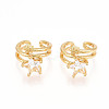 Brass Micro Pave Clear Cubic Zirconia Cuff Earrings KK-T074-33G-2