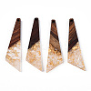 Transparent Resin & Walnut Wood Pendants RESI-N039-70A-1