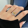 Rhombus Rhodium Plated 925 Sterling Silver Micro Pave Cubic Zirconia Finger Rings for Women RJEW-F168-02P-2