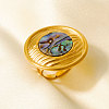304 Stainless Steel with Natural Shell Cuff Open Rings for Women TH3507-4-1