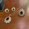 Teardrop 201 Stainless Steel Rhinestone Pendant Necklace & Stud Earring & Rings Sets FS-WG457D4-01-1
