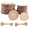 20Pcs 2 Styles Flat Round Unfinished Wooden Chip Pendants WOOD-CP0001-15-1