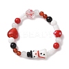 Natural Mixed Gemstone & Lampwork Stretch Bracelet X1-BJEW-TA00259-1