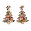 Christmas Tree Alloy Colorful Rhinestone Dangle Stud Earrings for Women EJEW-L203-10KCG-1