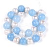 Dyed Natural White Jade Round & Natural Cultured Freshwater Pearl Grooved Potato Beads Strands PEAR-N019-01-3