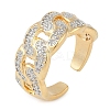 Curb Chain Shape Brass Micro Pave Clear Cubic Zirconia Open Cuff Ring for Women RJEW-Q819-05G-1