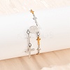 201 Stainless Steel Oval with Saint Benedict Charm Bracelets BJEW-B143-01GP-3