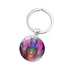 Seven Chakras Yoga Theme Glass Half Round/Dome Pendant Keychain WG14972-01-1