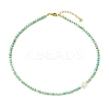 Natural Keshi Pearl Coin and Natural Amazonite Heishi Beaded Necklaces for Women NJEW-JN06344-2