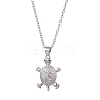 Brass Micro Pave Clear Cubic Zirconia Tortoise Pendant 304 Stainless Steel Cable Chain Necklaces for Women NJEW-JN05903-02-2